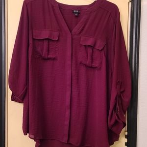 a.n.a Burgundy Long-sleeve Blouse, 2x
